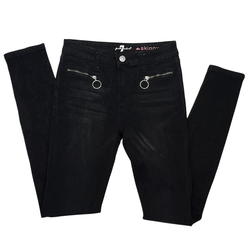 7FAM The Skinny Jeans with Zipper Accent Youth Girls 14 Black Mid Rise